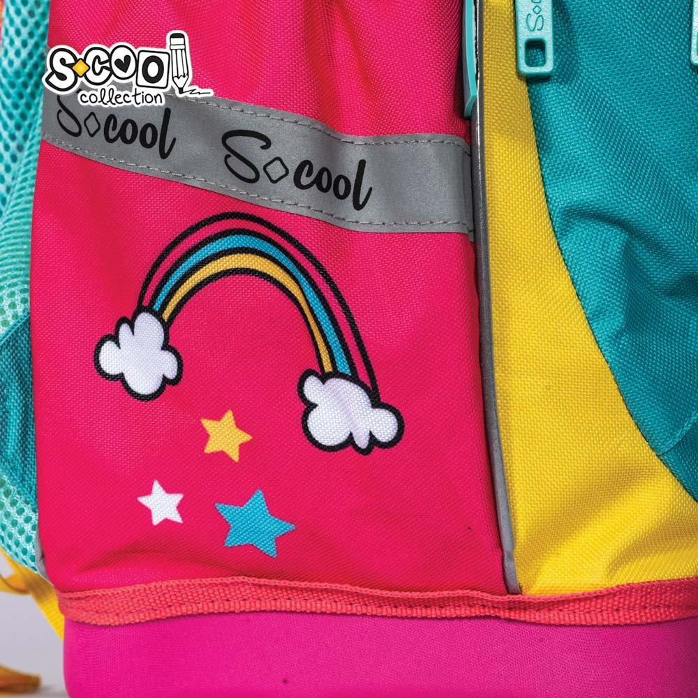 Ghiozdan anatomic, imprimeu multicolor UNICORN, 2 compartimente, bretele buretate, 38x39x19.5 cm - imagine 6
