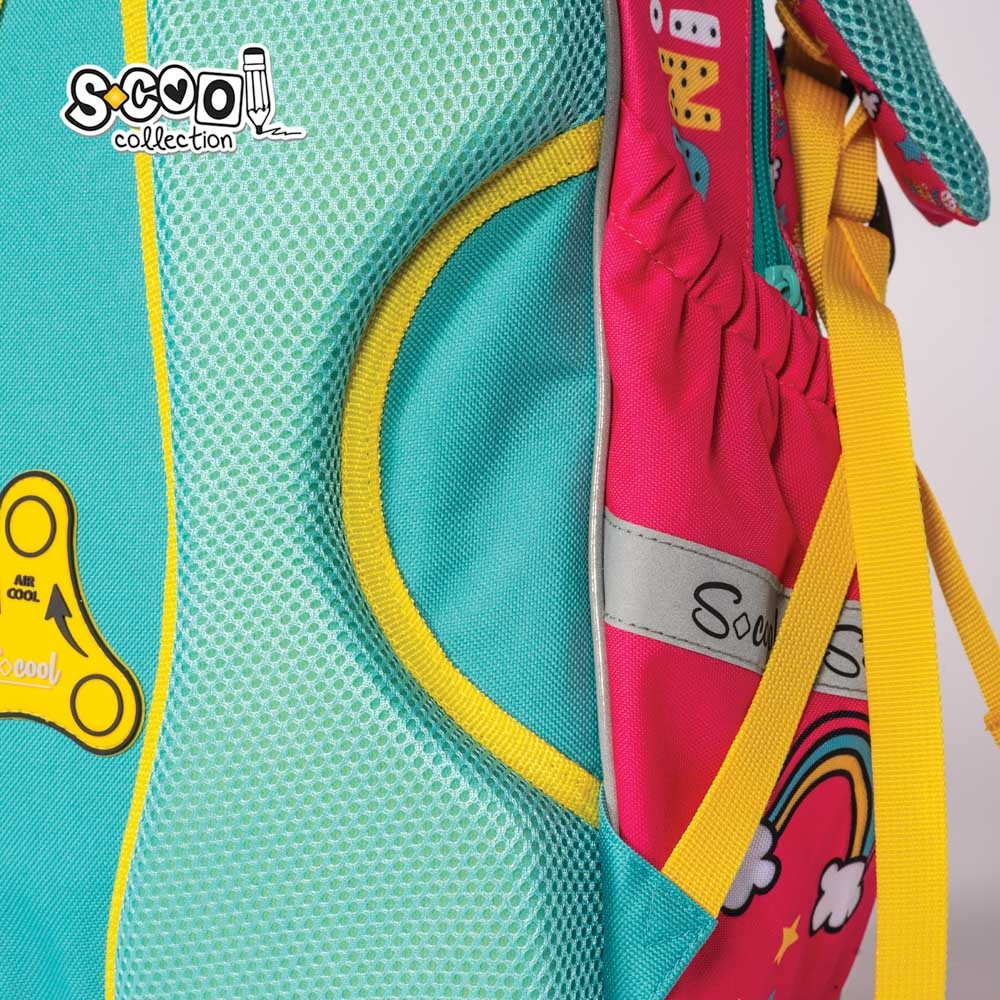 Ghiozdan anatomic, imprimeu multicolor UNICORN, 2 compartimente, bretele buretate, 38x39x19.5 cm - imagine 8