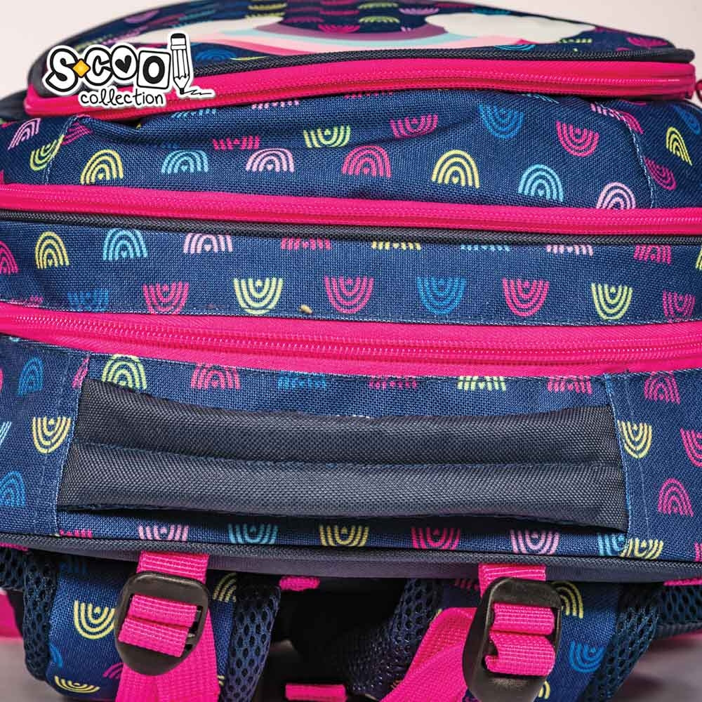 Ghiozdan anatomic cu imprimeu RAINBOW, cusaturi triple, 2 compartimente, catarama antialunecare, spate buretat - imagine 4
