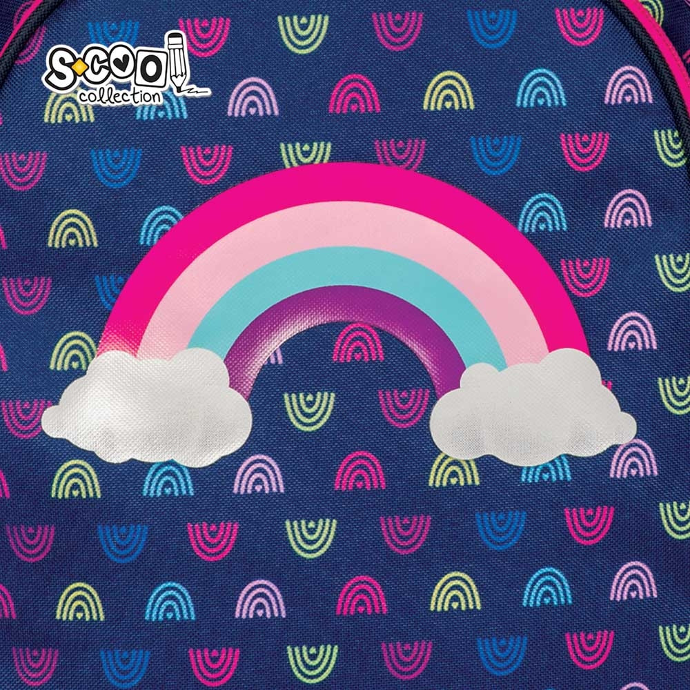 Ghiozdan anatomic cu imprimeu RAINBOW, cusaturi triple, 2 compartimente, catarama antialunecare, spate buretat - imagine 5