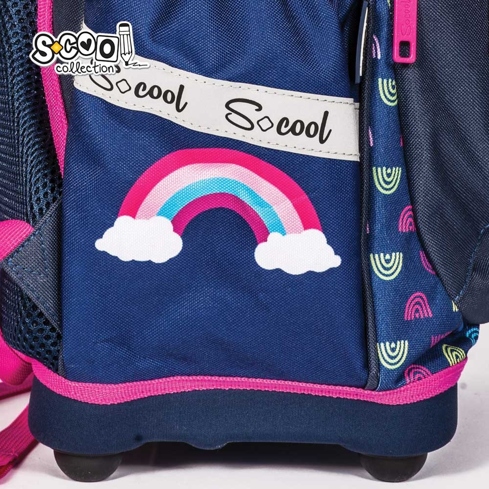 Ghiozdan anatomic cu imprimeu RAINBOW, cusaturi triple, 2 compartimente, catarama antialunecare, spate buretat - imagine 6