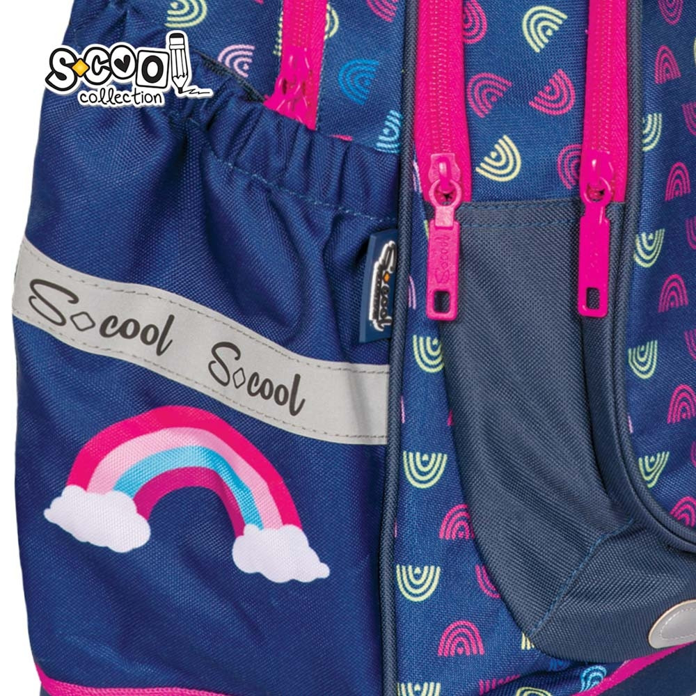 Ghiozdan anatomic cu imprimeu RAINBOW, cusaturi triple, 2 compartimente, catarama antialunecare, spate buretat - imagine 7