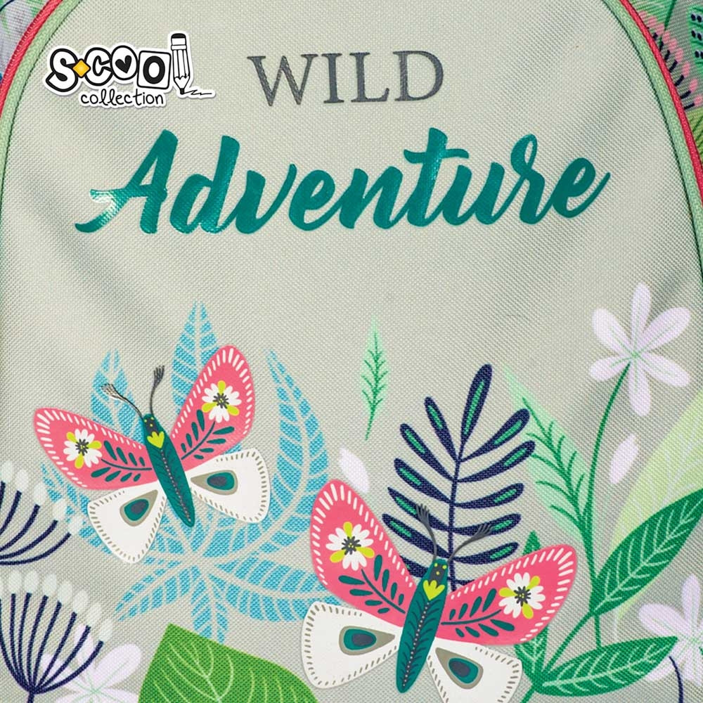 Ghiozdan anatomic pentru fete, 24L, 2 compartimente cu fermoar, maner rezistent, motiv WILD ADVENTURE - imagine 5