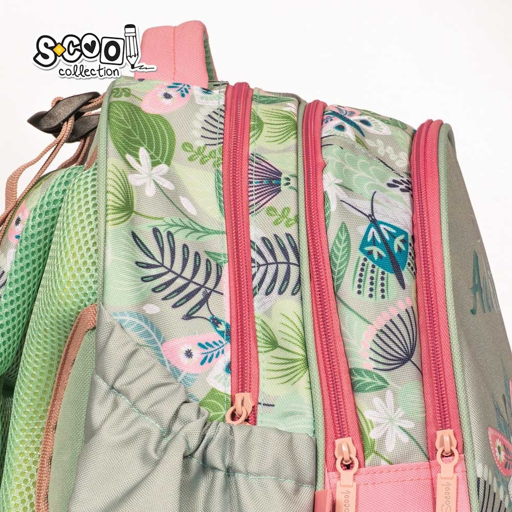 Ghiozdan anatomic pentru fete, 24L, 2 compartimente cu fermoar, maner rezistent, motiv WILD ADVENTURE - imagine 7