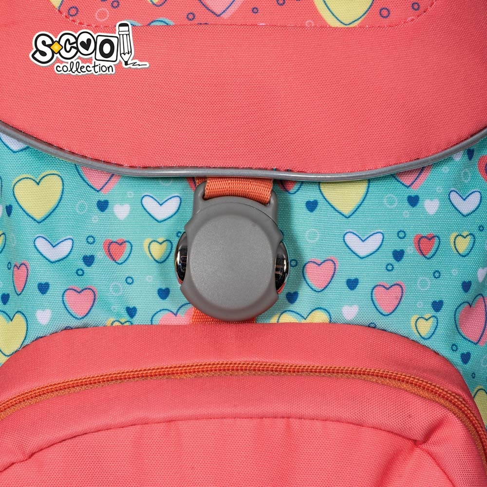 Ghiozdan anatomic cu motiv DREAM, multicolor, buzunar frontal termoizolat, curea fixare talie, 3 picioare - imagine 4