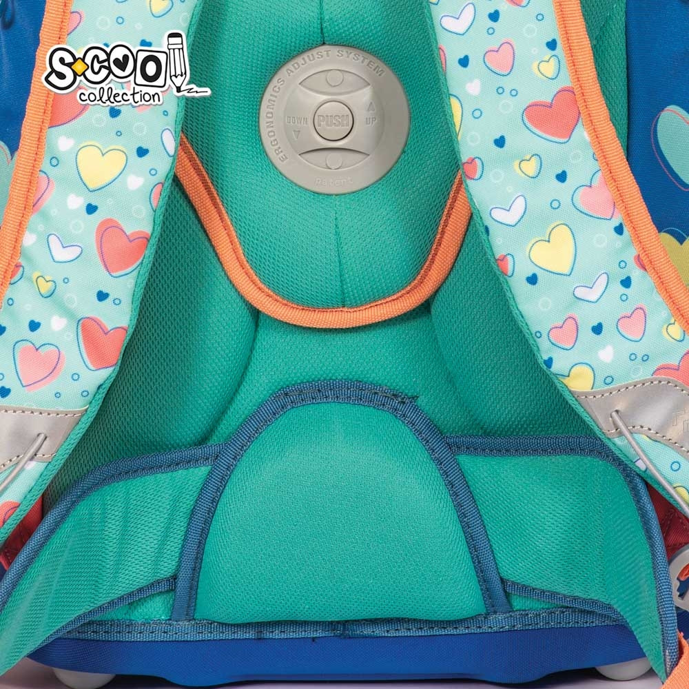 Ghiozdan anatomic cu motiv DREAM, multicolor, buzunar frontal termoizolat, curea fixare talie, 3 picioare - imagine 10