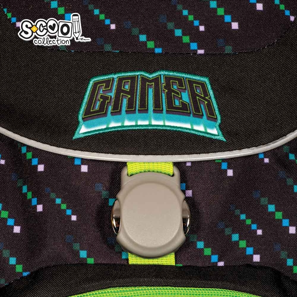 Ghiozdan modern baieti, tematica GAMER, inchidere fermoar/buton magnetic, curea talie, baza spuma EVA - imagine 4