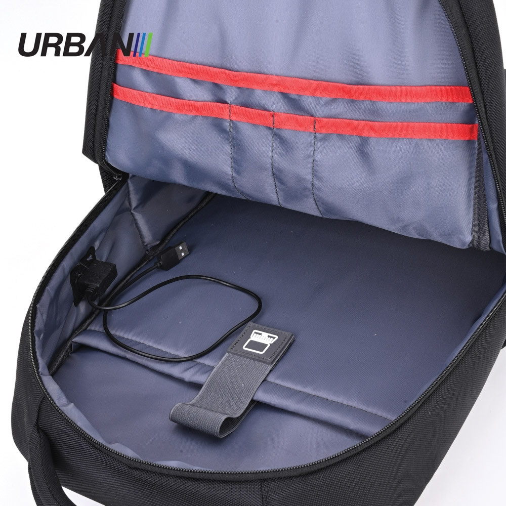Ghiozdan URBAN, compartiment laptop, port extern, cablu USB intern, maner, 44x31x13 cm - imagine 8
