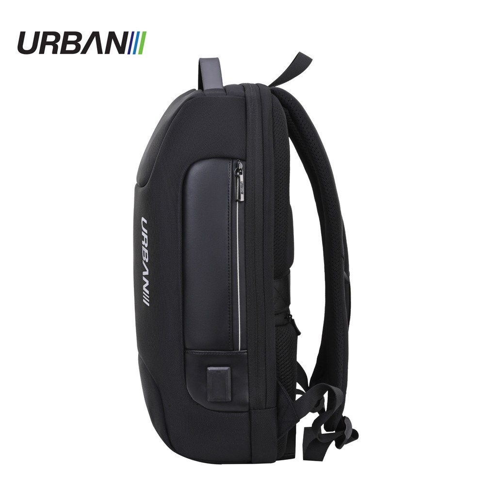 Ghiozdan URBAN BULLET, compartiment laptop, bucla agatare, buzunare accesorii, cablu USB, 46x35x15 cm - imagine 4