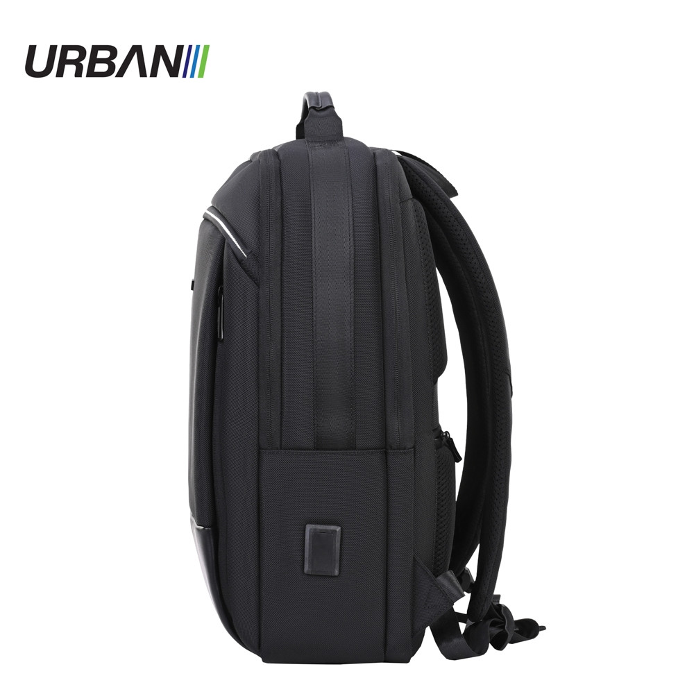 Ghiozdan URBAN BLACK cu 2 compartimente, buzunar tableta, baza impermeabila, maner, 43x29x12 cm - imagine 4