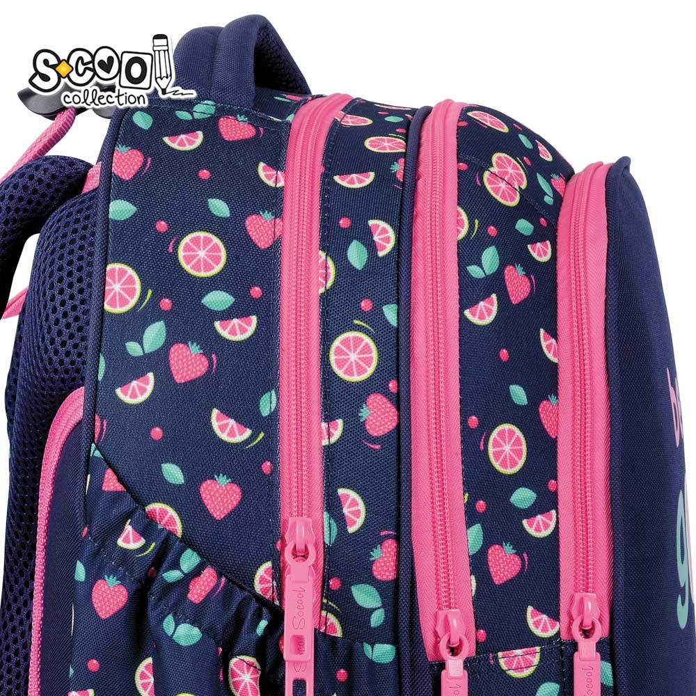 Ghiozdan ergonomic, spate anatomic buretat, 2 compartimente, imprimeu multicolor - imagine 5