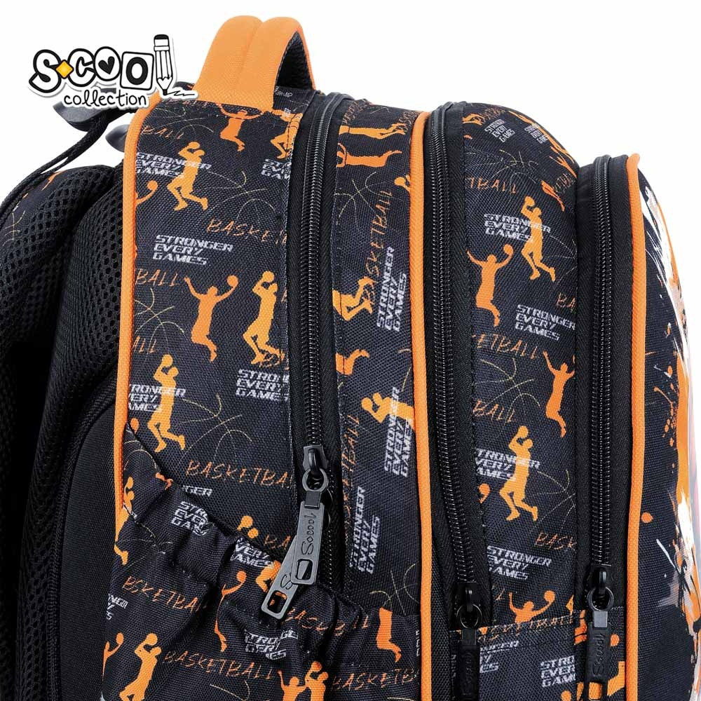 Ghiozdan elevi, spate anatomic si buretat, incapator, 23 litri, BASKETBALL - imagine 5