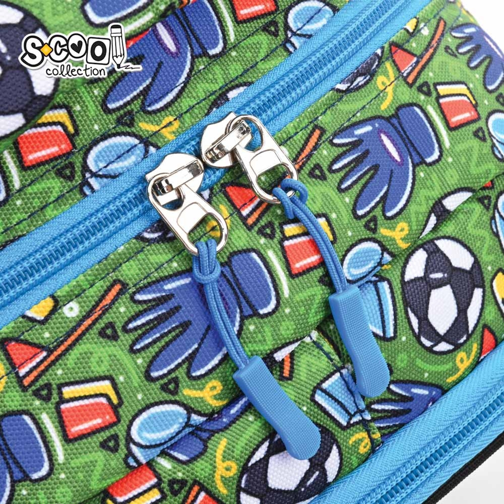 Ghiozdan gradinita, imprimeu fotbal, compartiment cu fermoar, 34x23x14 cm - imagine 5