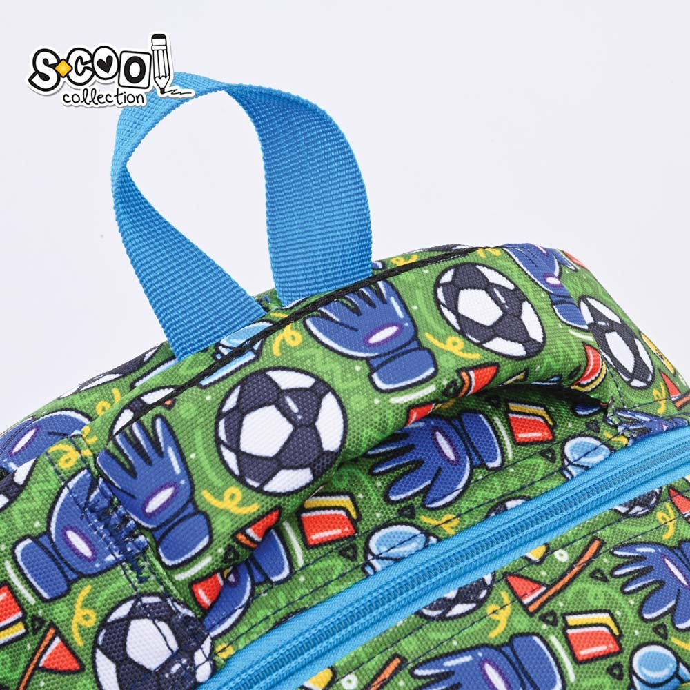 Ghiozdan gradinita, imprimeu fotbal, compartiment cu fermoar, 34x23x14 cm - imagine 6