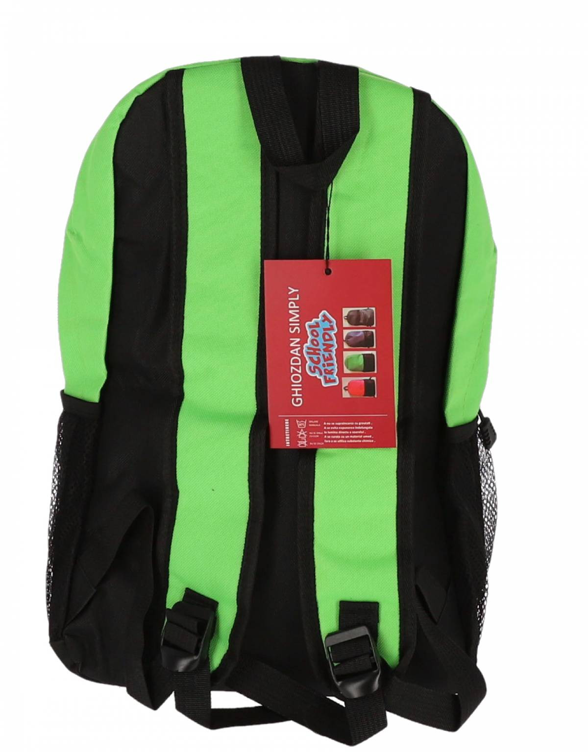 Ghiozdan clasele I-IV, clasic, inchidere fermoar, buzunare laterale, verde, 42 x 29 x 13 cm - 3 | YEO
