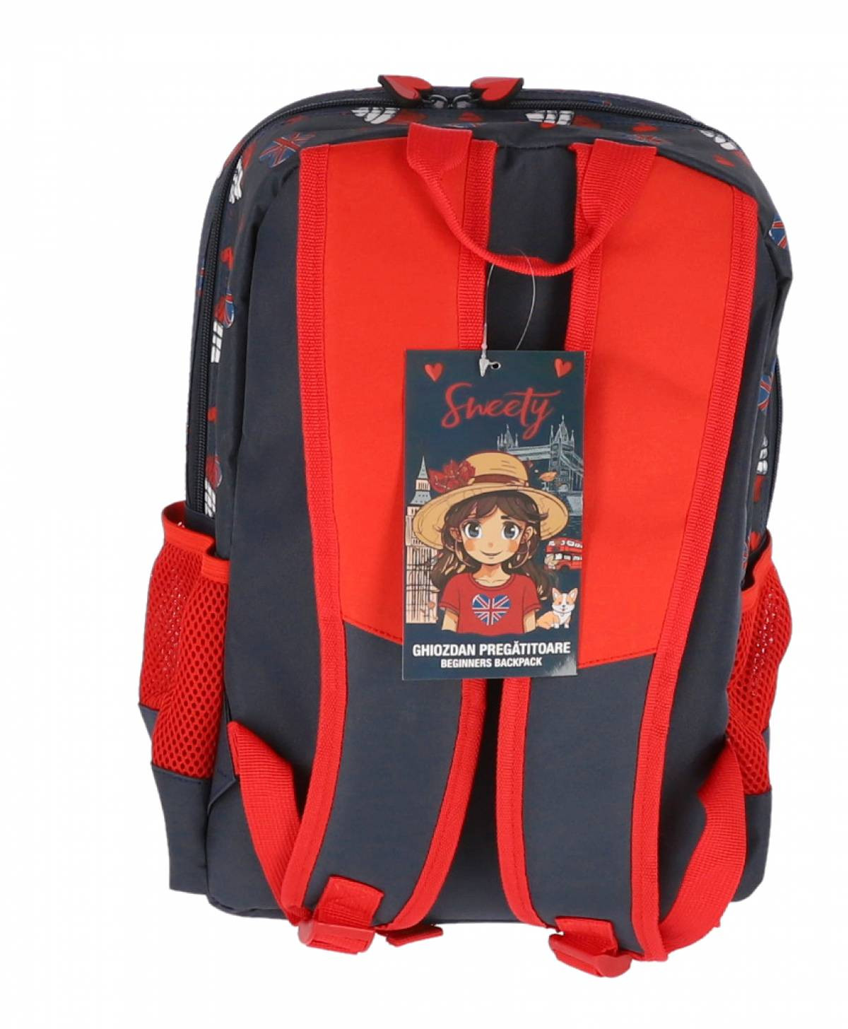 Ghiozdan pentru gradinita, imprimeu Sweety, 2 compartimente spatioase, buzunare pentru accesorii, 38 cm - imagine 4