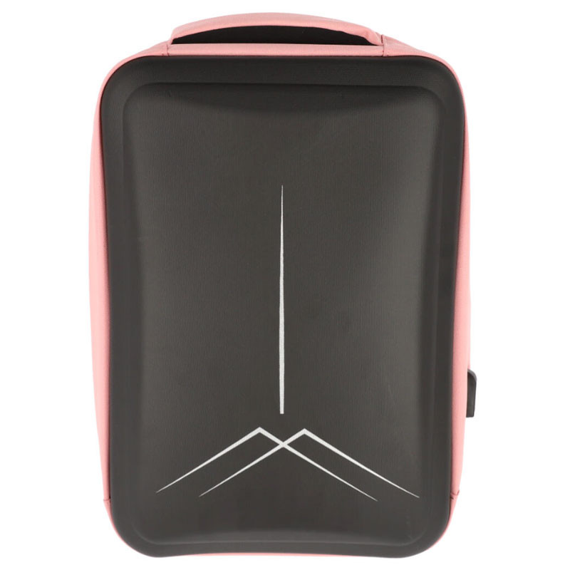 Ghiozdan roz pentru laptop, maner, 3 compartimente, inaltime 41 cm, poliester