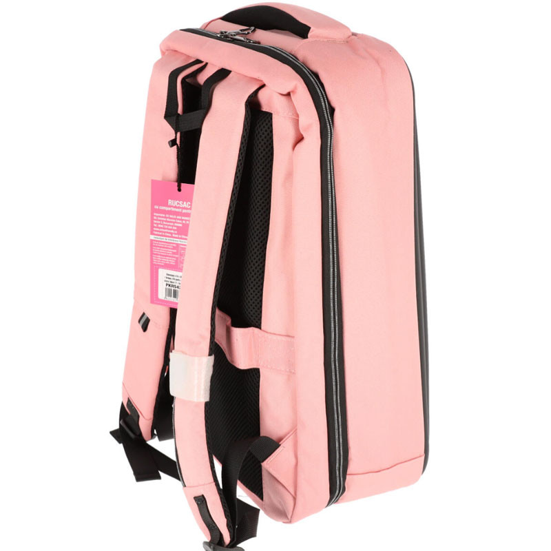 Ghiozdan roz pentru laptop, maner, 3 compartimente, inaltime 41 cm, poliester - 1 | YEO