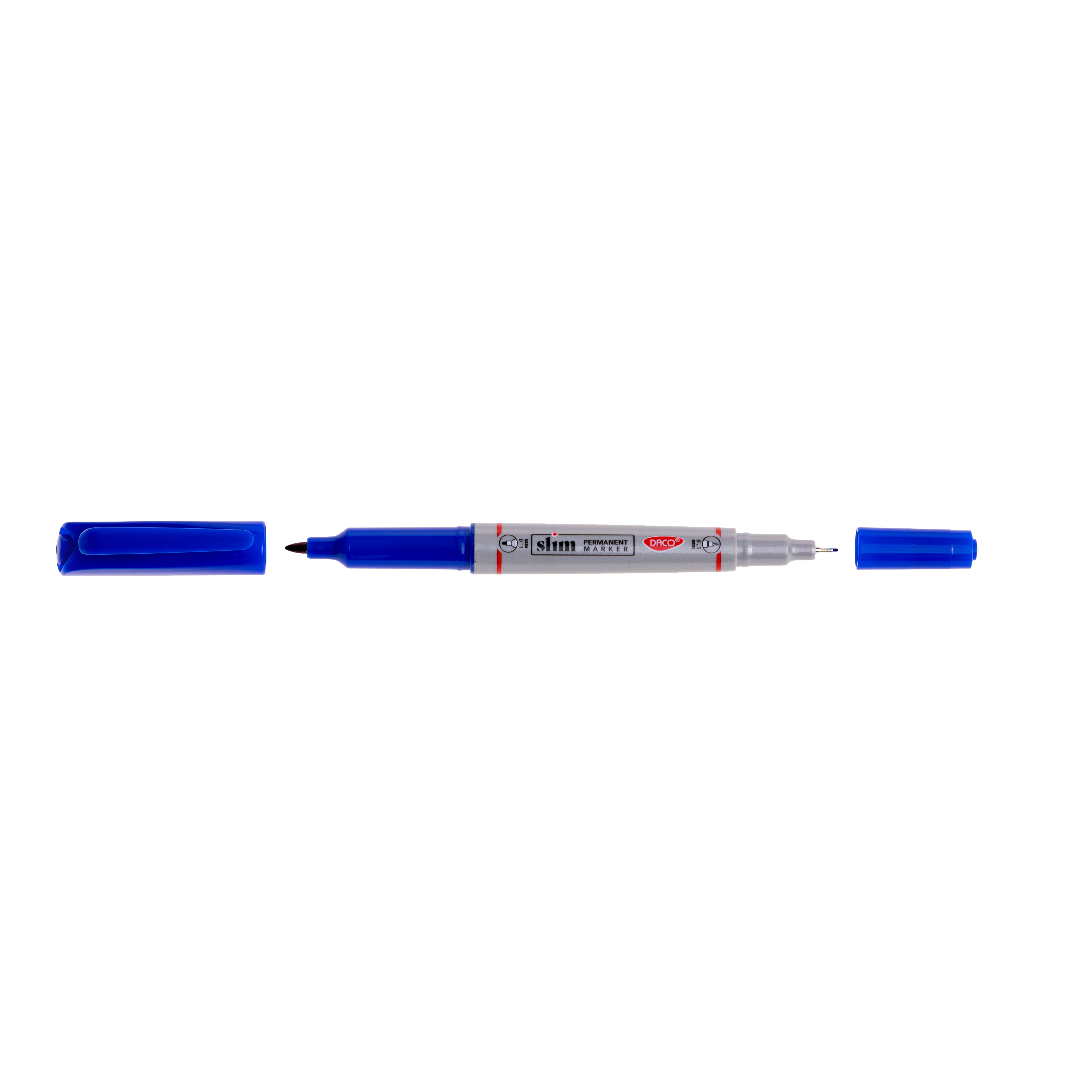 Marker permanent, slim, 2 capete, varf 1 mm/0.5 mm, albastru
