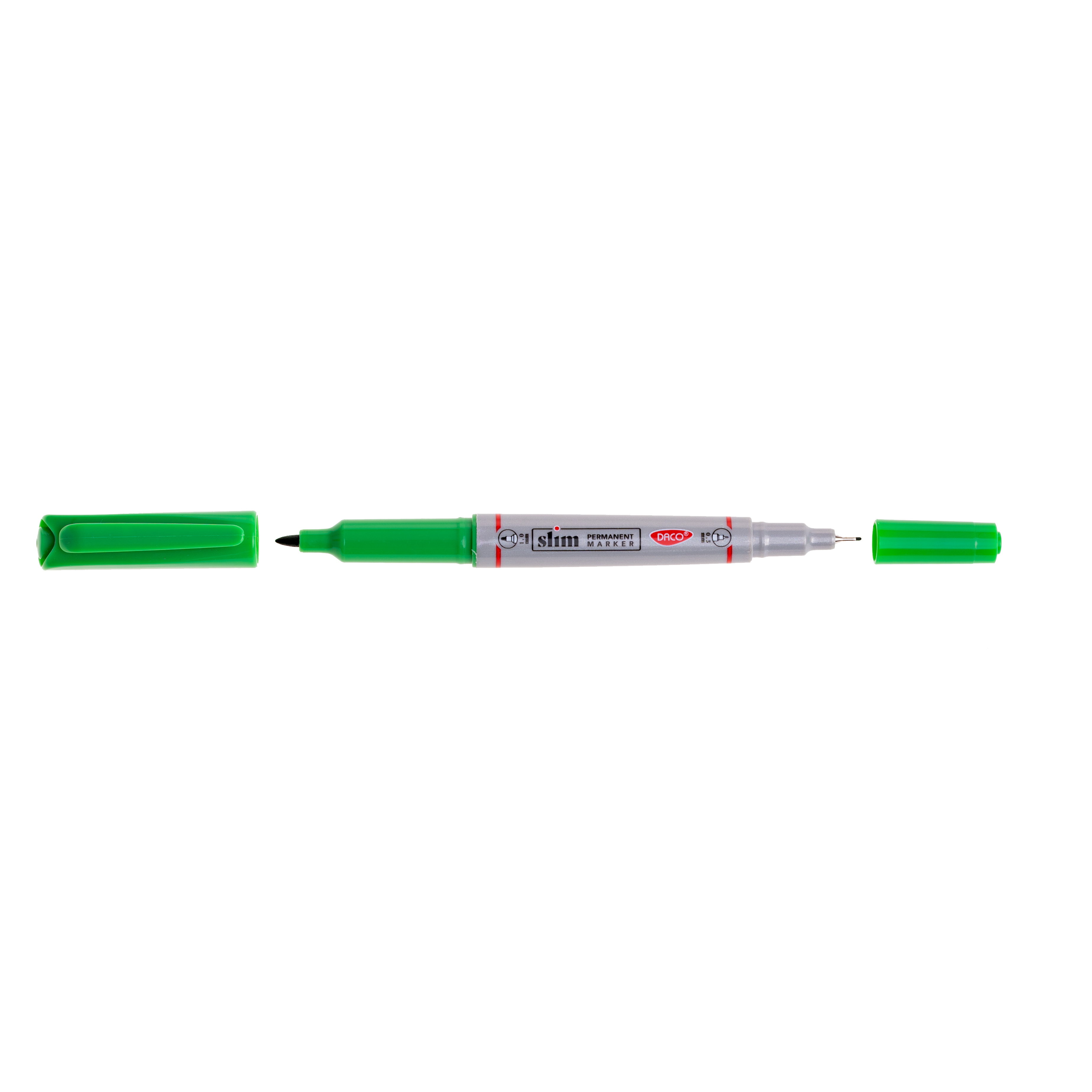 Marker permanent cu 2 capete, design slim, 1 mm/5 mm, verde