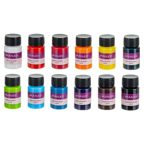 Set vopsea pentru ceramica/sticla, 12x20 ml, culori vibrante, proiecte DIY - 3 | YEO