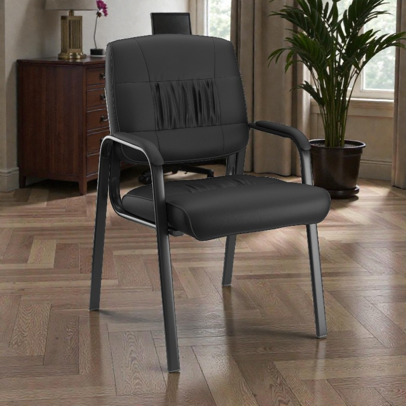 Scaun de conferinta, tapiterie piele ecologica si spuma, cotiere captusite, inaltime 91 cm - imagine 4