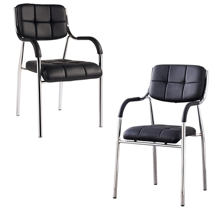 Scaun sala de conferinta, piele ecologica neagra, cadru cromat, inaltime 85 cm - imagine 10