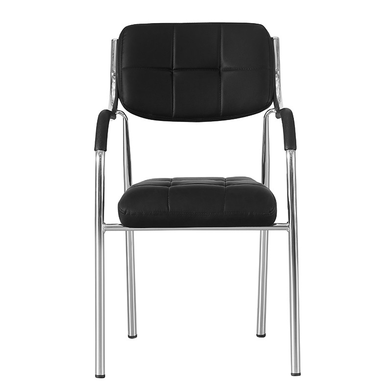 Scaun sala de conferinta, piele ecologica neagra, cadru cromat, inaltime 85 cm - imagine 6