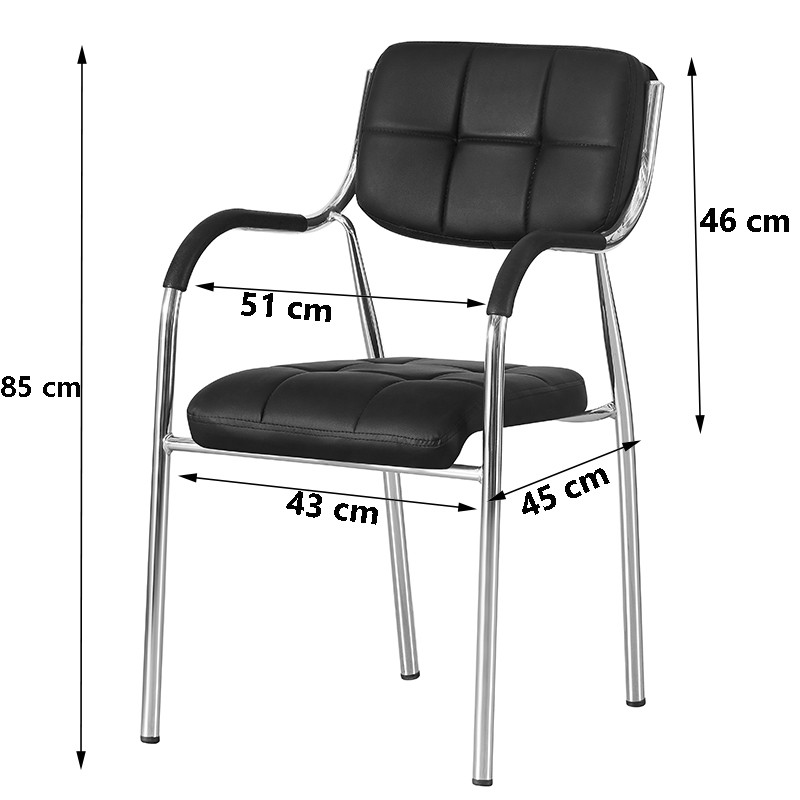 Scaun sala de conferinta, piele ecologica neagra, cadru cromat, inaltime 85 cm - imagine 5