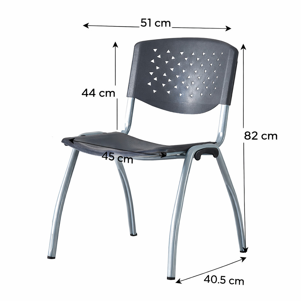 Scaun conferinta, spatar si sezut PP, stivuibil, model perforat, negru - imagine 12