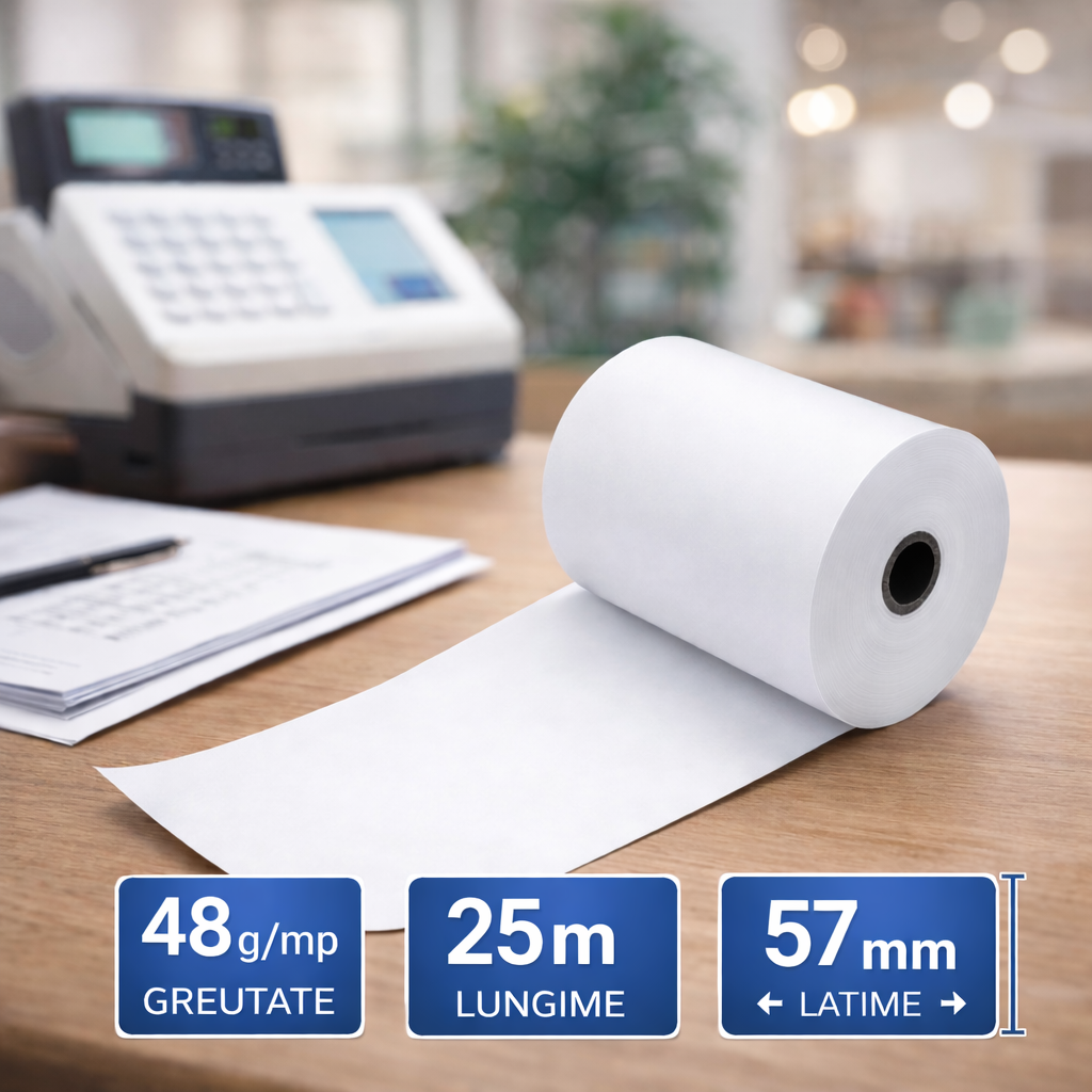 Rola hartie termica pentru casa de marcat, 57 mm x 25 m, 48 g/mp - imagine 2
