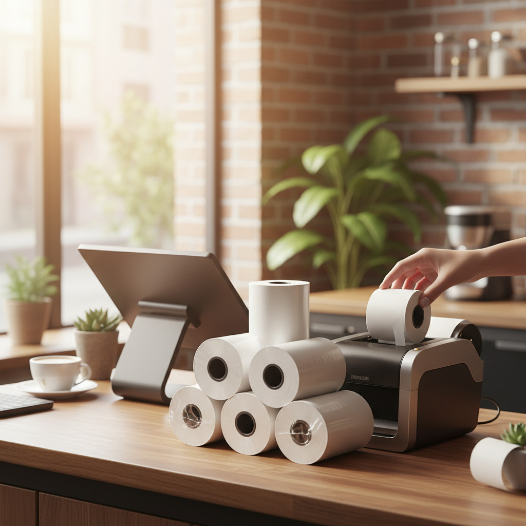 Set 10 role hartie termica pentru casa marcat, 57 mm x 18 m - imagine 5