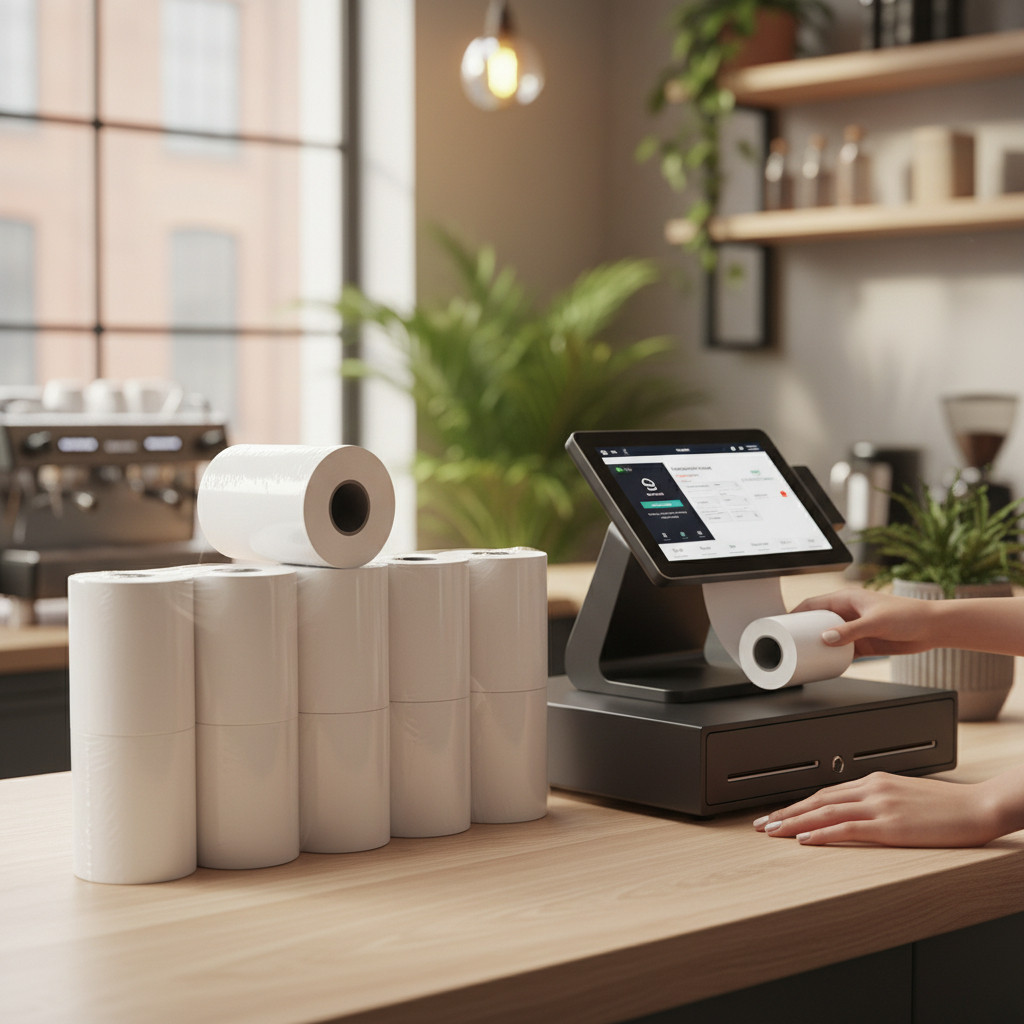 Set 10 role hartie termica pentru casa marcat, 57 mm x 18 m - imagine 2