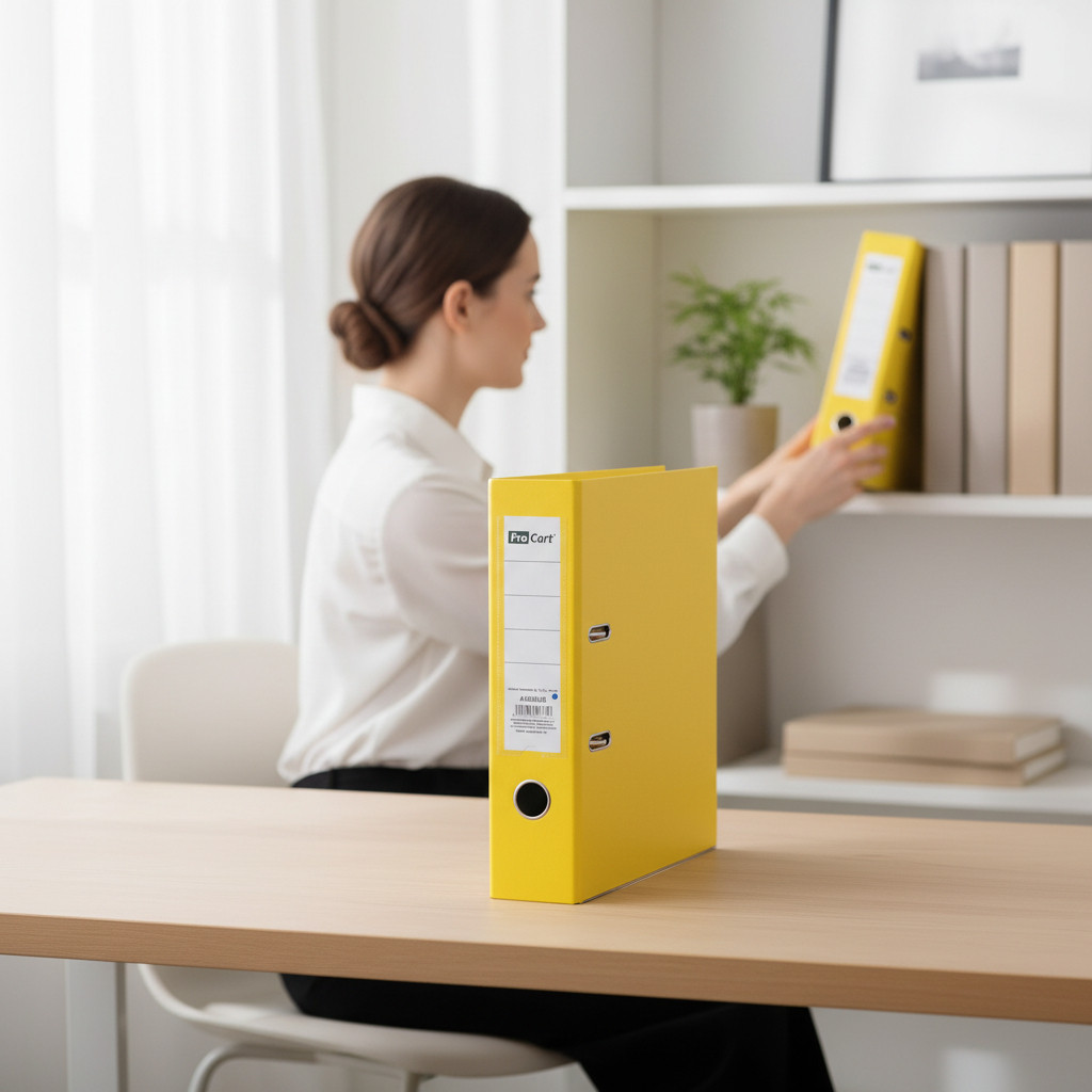 Biblioraft Galben A4 cu Bordura Metalica – Cotor 7.5 cm, Capacitate 500 Coli - imagine 9