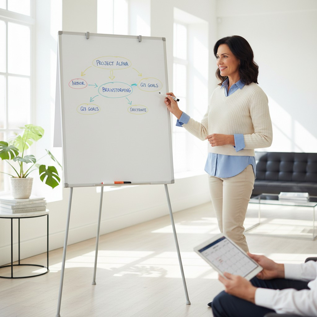 Flipchart magnetic 60x90 cm, trepied telescopic 90-160 cm, cleme pentru hartie - imagine 2