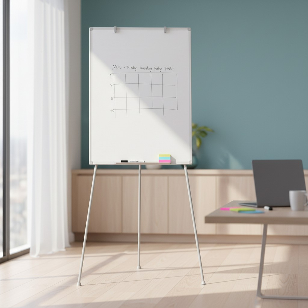 Flipchart magnetic 60x90 cm, trepied telescopic 90-160 cm, cleme pentru hartie - imagine 6