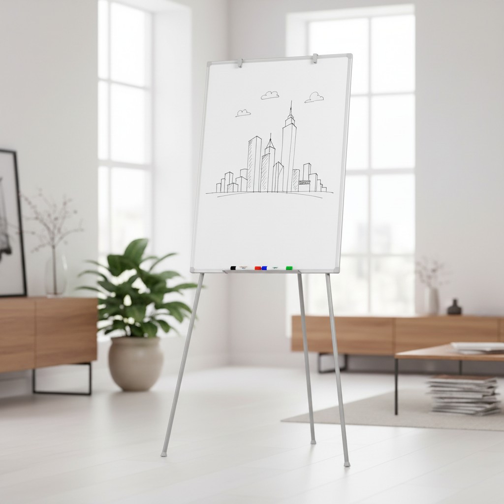 Flipchart magnetic 60x90 cm, trepied telescopic 90-160 cm, cleme pentru hartie - imagine 4