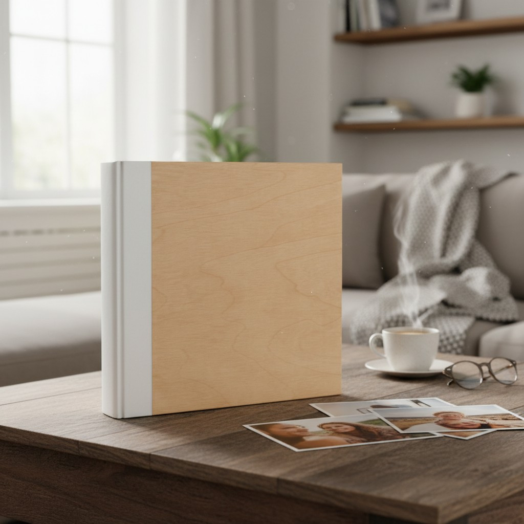 Album foto 10x15 cm, 500 poze, coperta alba tip lemn, buzunare, album mare capacitate - imagine 10