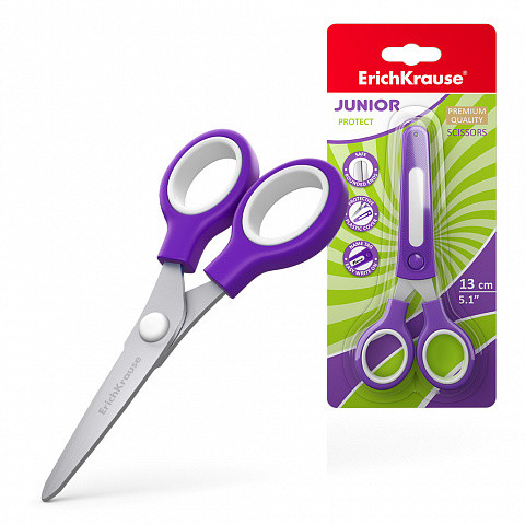 Foarfeca EK Junior, cu capac protectie si eticheta nume, diverse culori - imagine 2