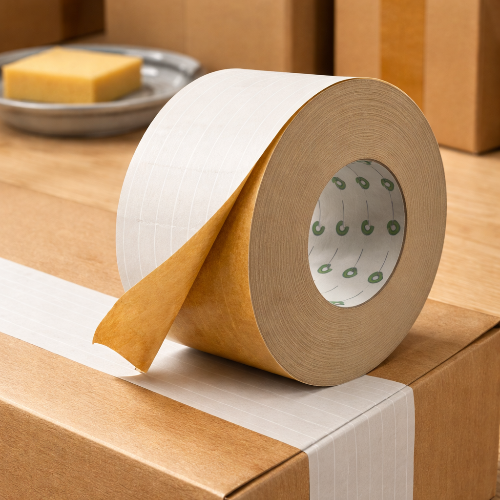 Banda adeziva umectibila ranforsata, rola 70 mm x 150 m, hartie kraft - imagine 5
