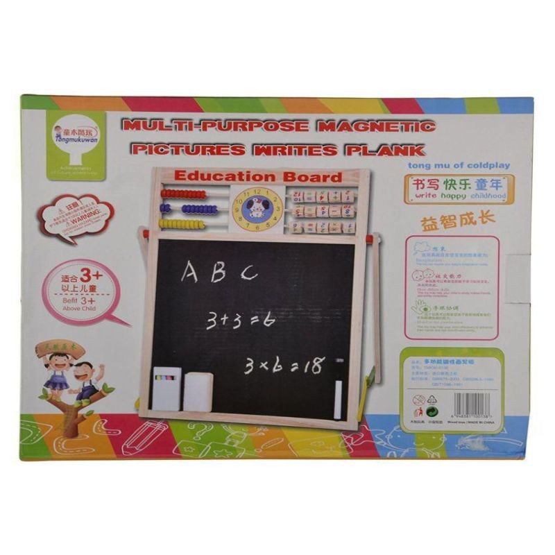 Tabla cu socotitoare, 2 fete, 46x23 cm, cifre litere magnetice, suport lemn, RESIGILAT - imagine 3
