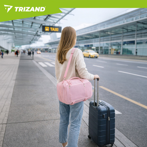 Rucsac calatorie, bagaj de mana avion, capacitate 20 litri, curea de umar, roz, 40x20x25 cm - imagine 3