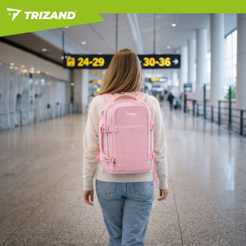 Rucsac calatorie, bagaj de mana avion, capacitate 20 litri, curea de umar, roz, 40x20x25 cm - imagine 10