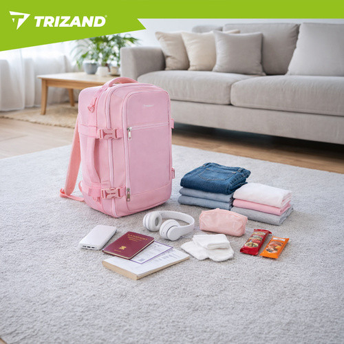 Rucsac calatorie, bagaj de mana avion, capacitate 20 litri, curea de umar, roz, 40x20x25 cm - imagine 11