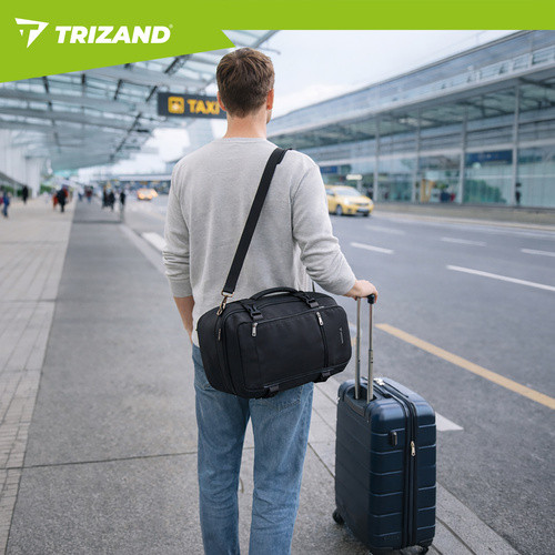 Rucsac de calatorie, curea de umar, bagaj de mana avion, 20 litri, 40x25x20 cm, negru - imagine 3