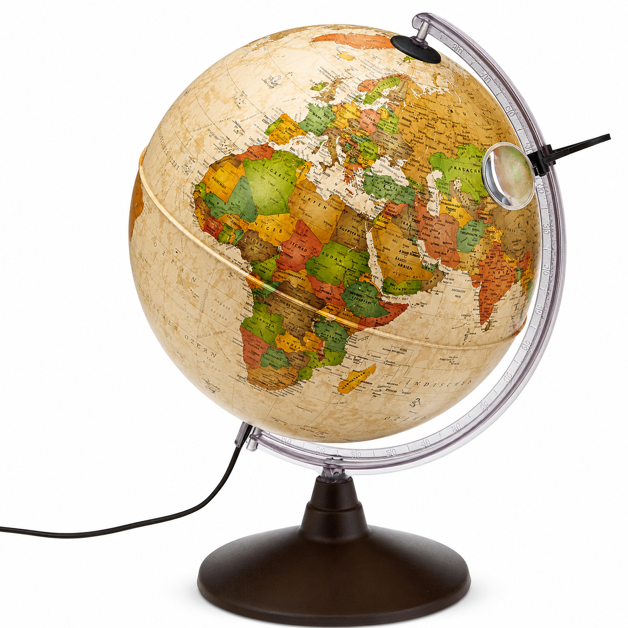 Glob geografic iluminat Marco Polo 25 cm – design clasic, lumina ambientala si detalii geografice clare - imagine 2