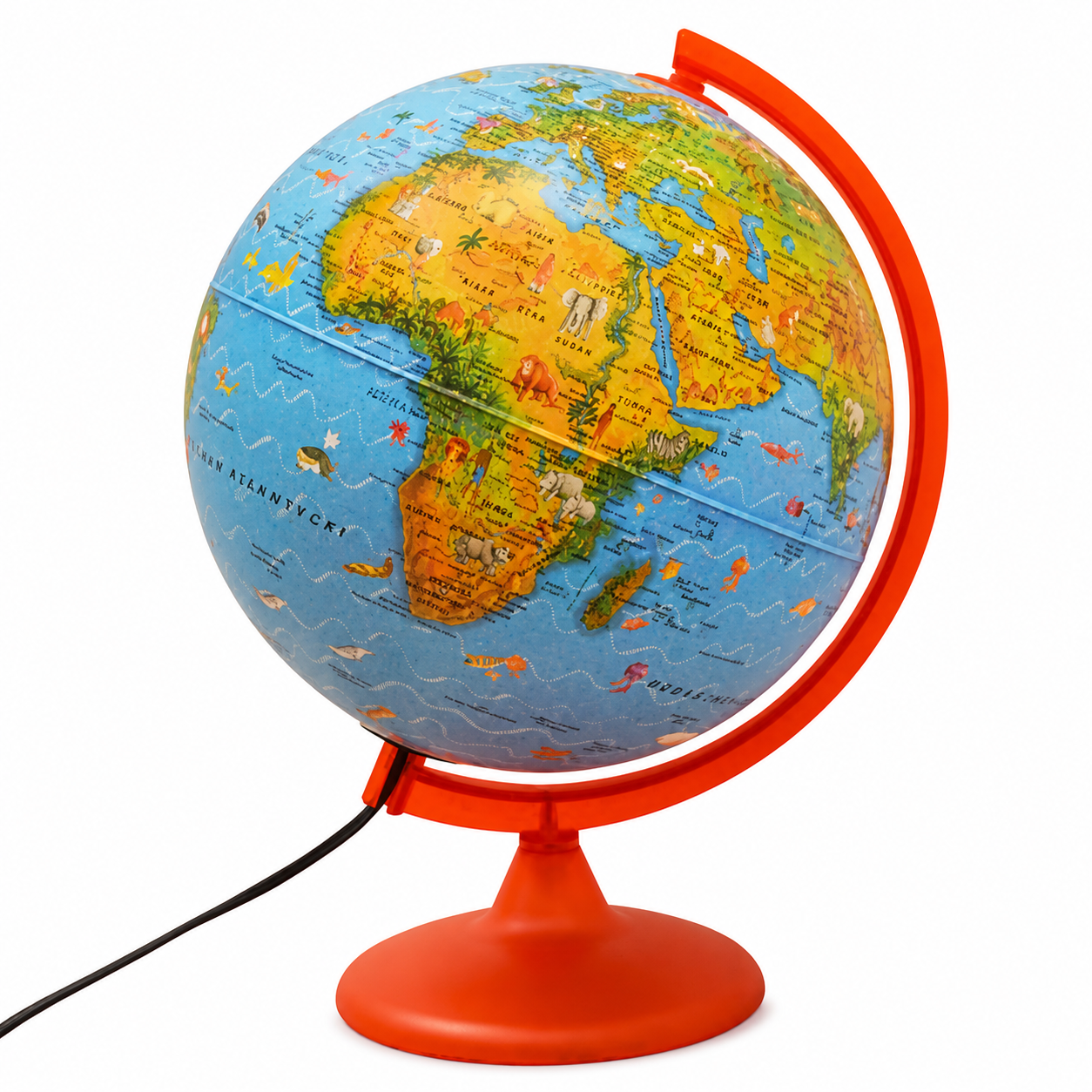 Glob pamantesc iluminat Zoo Globe 25 cm – design educativ pentru copii, lumina ambientala si ilustratii atractive - imagine 2