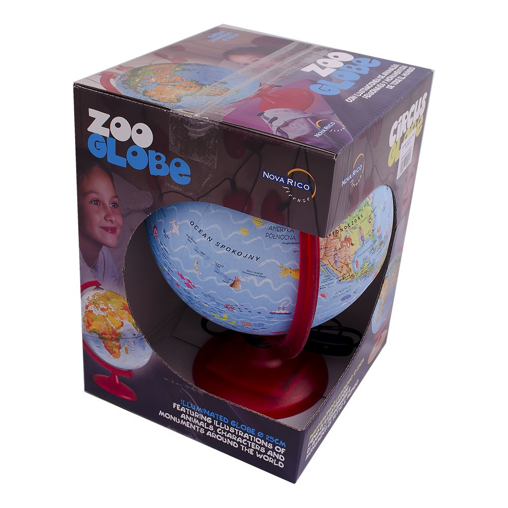 Glob pamantesc iluminat Zoo Globe 25 cm – design educativ pentru copii, lumina ambientala si ilustratii atractive - imagine 8