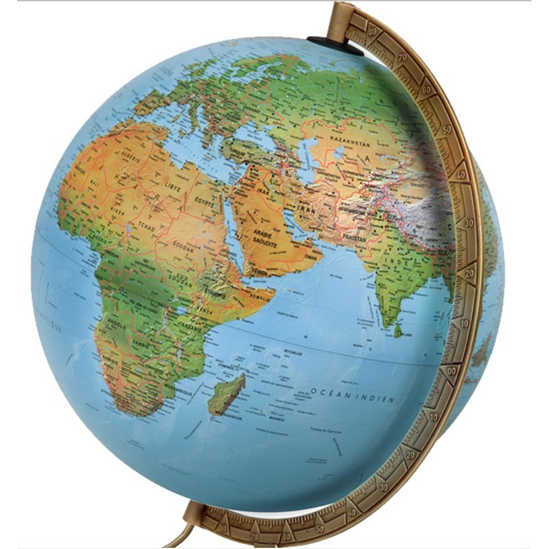Glob geografic iluminat Astra 30 cm cu piedestal din lemn de nuc – design premium - imagine 2