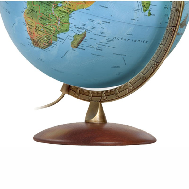 Glob geografic iluminat Astra 30 cm cu piedestal din lemn de nuc – design premium - imagine 3